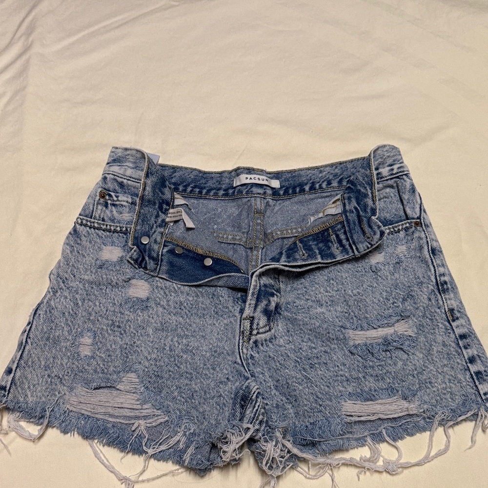 PacSun Women's Light Blue Distressed Denim Cutoff Shorts